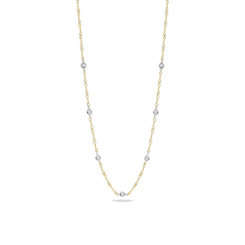 18K YELLOW WHITE GOLD DIAMONDS BY THE INCH 7 STATION DOG BONE